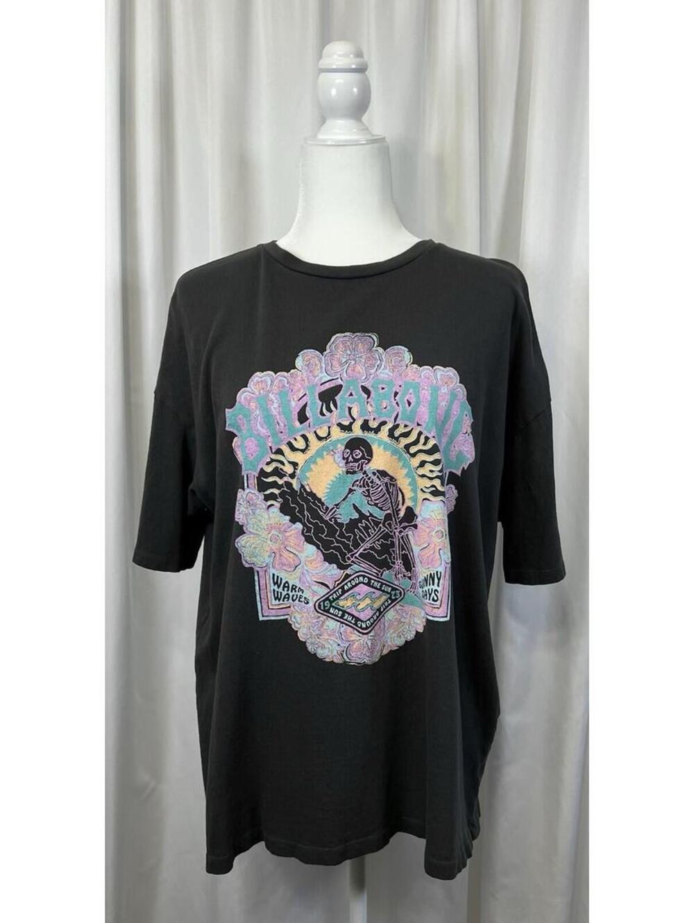 Billabong Graphic T Shirt Skeleton Surfer Print Tee Sz Small